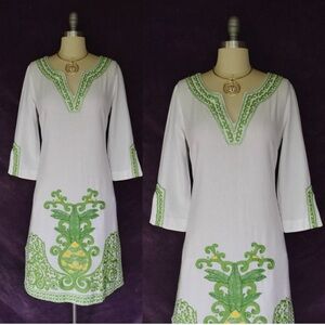 Lilly Pulitzer Gisele Caftan Stowaway Green Embroidery Size Small NWT $358